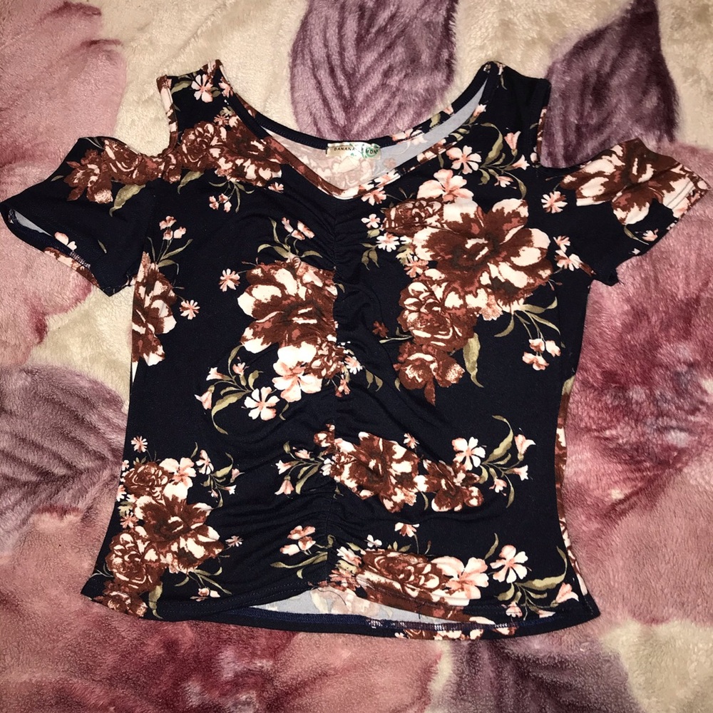 Navy blue floral shirt